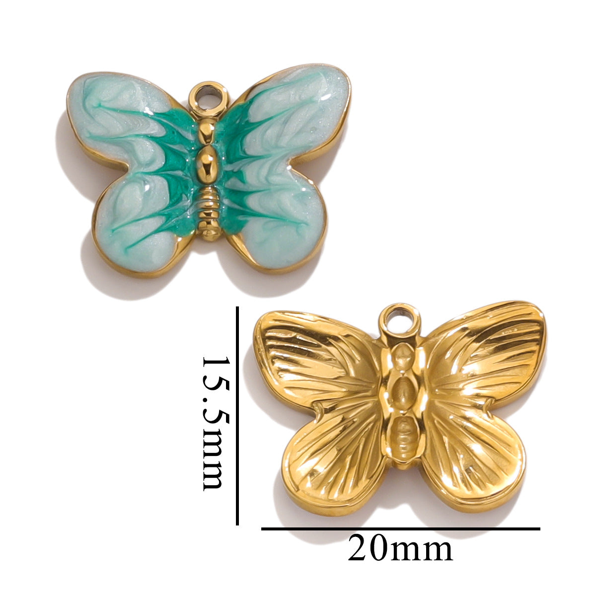 Stainless Steel Cartoon Butterfly Pendants | Enamel Coating & Vacuum Gold-Plated, DIY Accessories for Bags & Handmade Jewelry