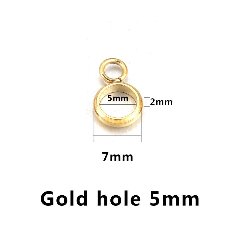 20PCS Stainless Steel Bails Beads Roundelle Barrel Large Hole Hanger Links Connectors with Charm Loop for Snake Chain European Bracelet Pendant, 2~5mm Hole