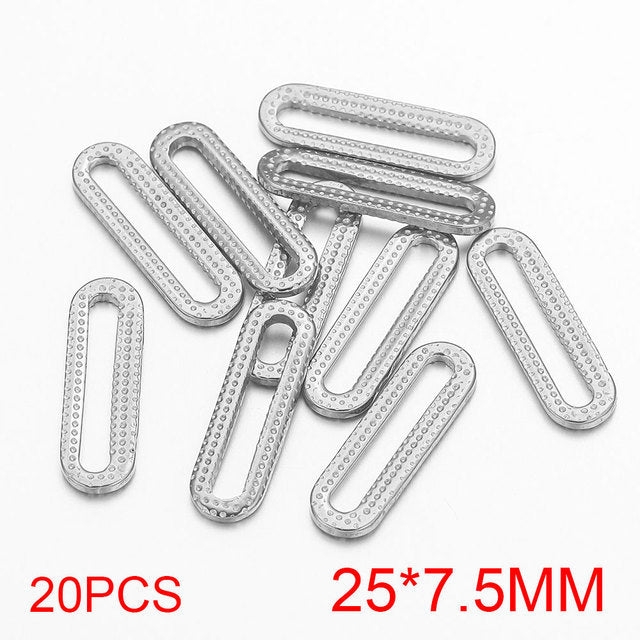 20PCS Stainless Steel Oval & Rectangular Frame Earring Connectors - DIY Jewelry Making Supplies & Components