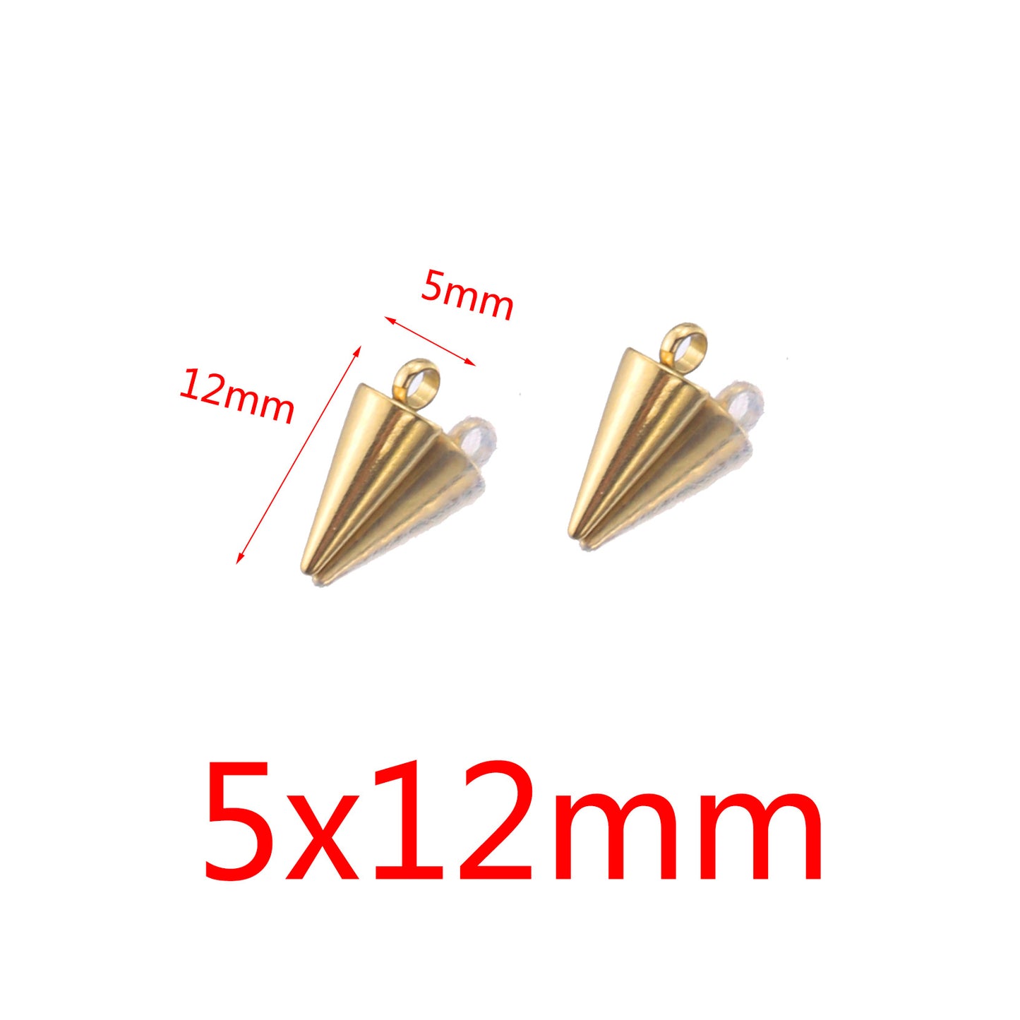 5PCS Stainless Steel Conical Small Pendants | Plated Mini Charms, Minimalist DIY Accessories for Earrings & Jewelry Making