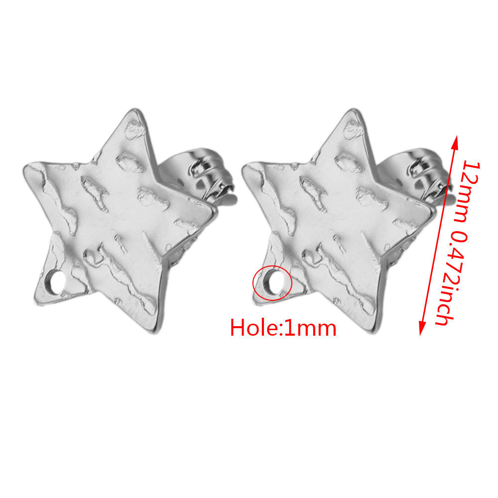 5Pairs Stainless Steel DIY Earring Components - Geometric Textured Blanks & Posts with Holes, Titanium Steel for Earrings