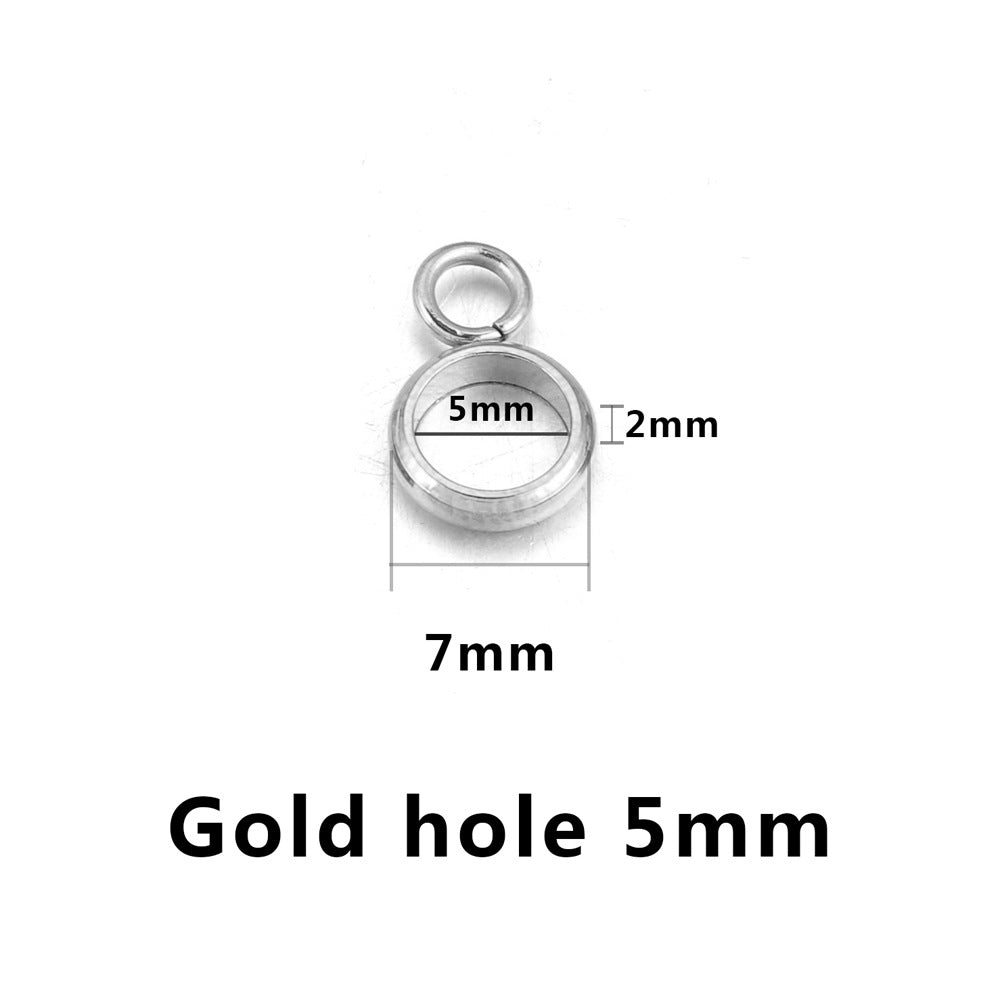 20PCS Stainless Steel Bails Beads Roundelle Barrel Large Hole Hanger Links Connectors with Charm Loop for Snake Chain European Bracelet Pendant, 2~5mm Hole