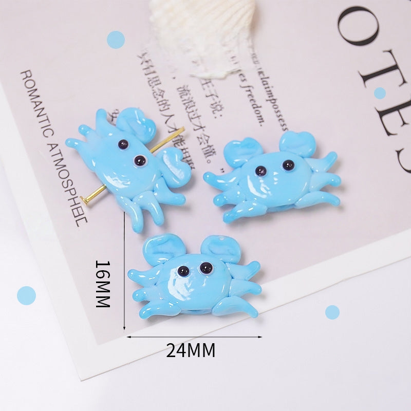 Handmade Glass Crab Bead, 3D Lampwork Animal Charm, Ocean Sea Life Spacer Bead for DIY Bracelet Necklace Jewelry Making