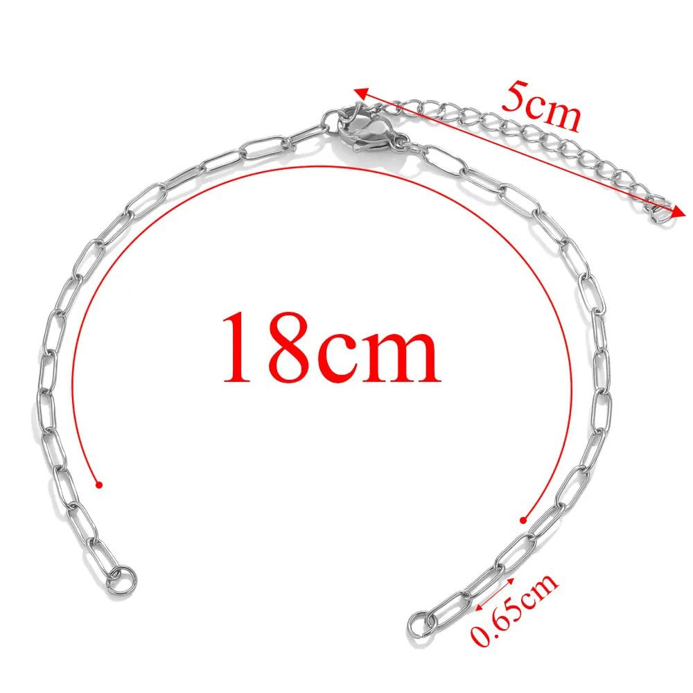 5PCS Real Gold Plated Semi - finished Base Chain for DIY Bracelets - Stainless Steel Long Cross, Adjustable Titanium Steel Accessories