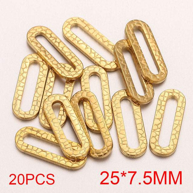 20PCS Stainless Steel Oval & Rectangular Frame Earring Connectors - DIY Jewelry Making Supplies & Components
