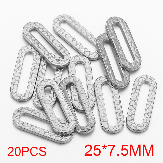 20PCS Stainless Steel Oval & Rectangular Frame Earring Connectors - DIY Jewelry Making Supplies & Components