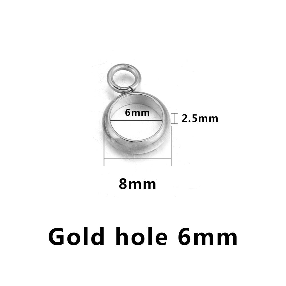 20PCS Stainless Steel Bails Beads Roundelle Barrel Large Hole Hanger Links Connectors with Charm Loop for Snake Chain European Bracelet Pendant, 2~5mm Hole