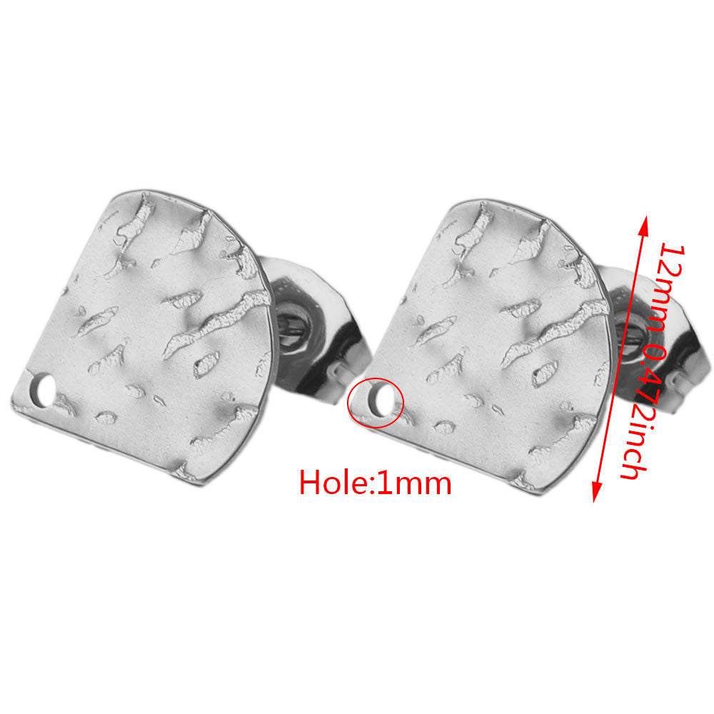 5Pairs Stainless Steel DIY Earring Components - Geometric Textured Blanks & Posts with Holes, Titanium Steel for Earrings