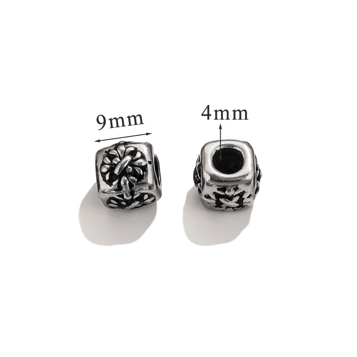 Vintage Blackened Stainless Steel Beads - Six-Word Mantra & Swastika Pattern for DIY Bracelet, Titanium Steel Stringing Beads