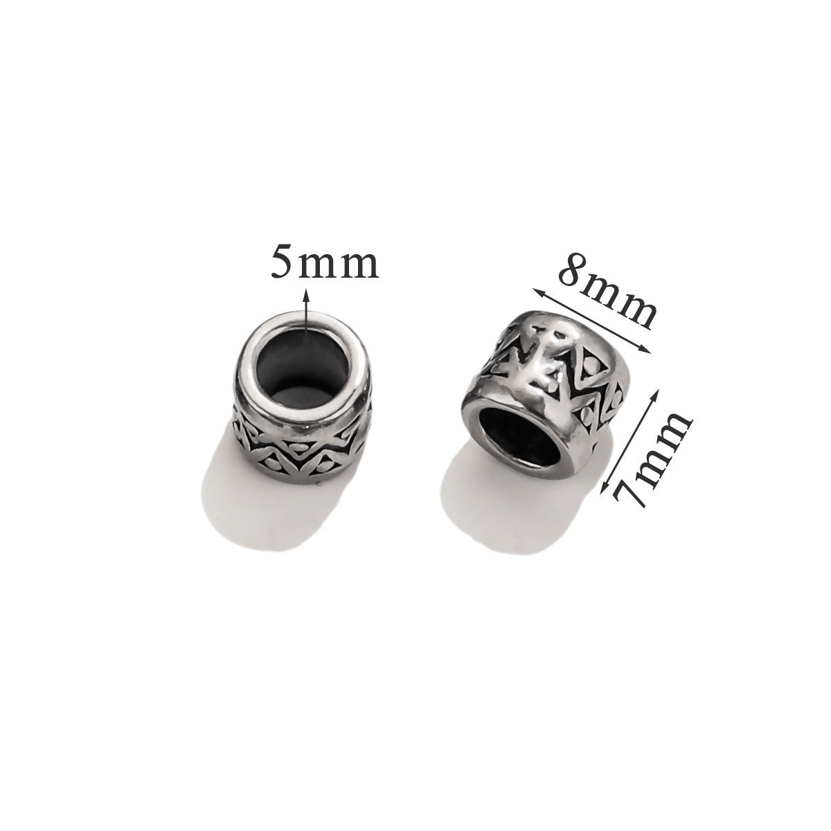 Vintage Blackened Stainless Steel Beads - Six-Word Mantra & Swastika Pattern for DIY Bracelet, Titanium Steel Stringing Beads