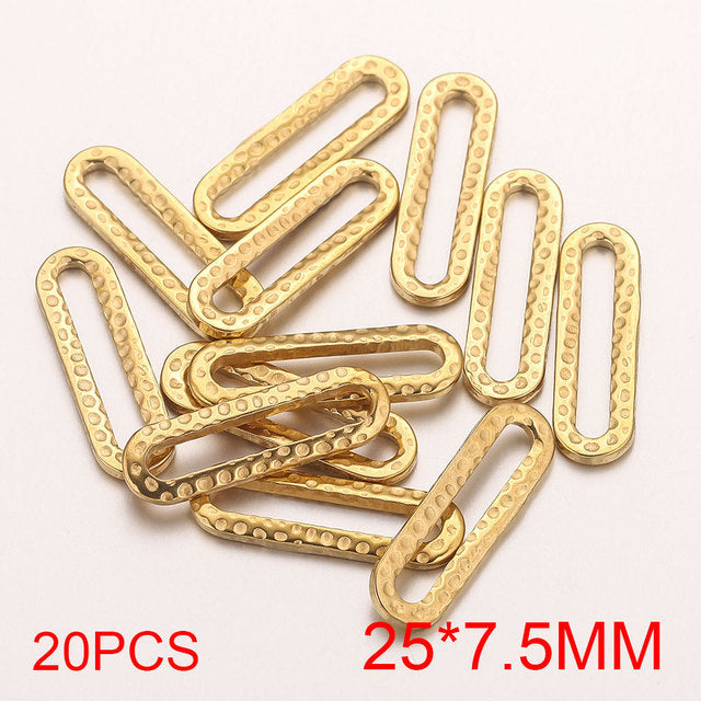 20PCS Stainless Steel Oval & Rectangular Frame Earring Connectors - DIY Jewelry Making Supplies & Components