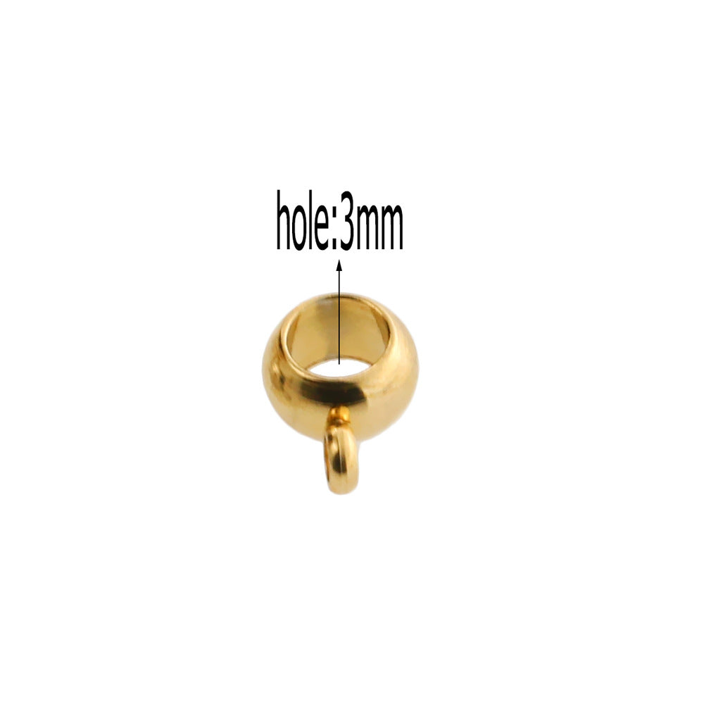 20PCS Stainless Steel Bails Beads Roundelle Barrel Large Hole Hanger Links Connectors with Charm Loop for Snake Chain European Bracelet Pendant, 2~5mm Hole