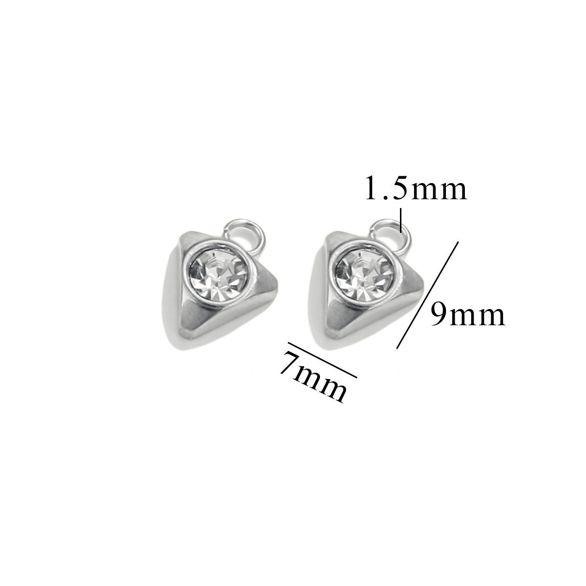 10PCS Stainless Steel Heart/Star/Plum Blossom Pendants | White Zircon Inlays, Tiny Sparkly Charms for DIY Necklaces & Earrings