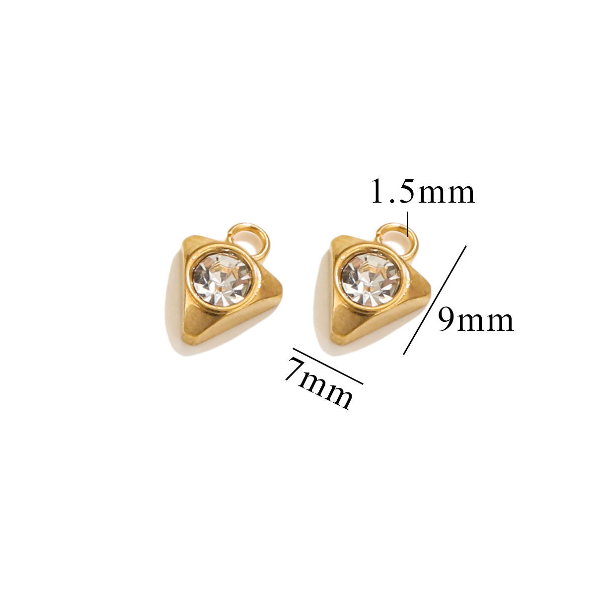 10PCS Stainless Steel Heart/Star/Plum Blossom Pendants | White Zircon Inlays, Tiny Sparkly Charms for DIY Necklaces & Earrings
