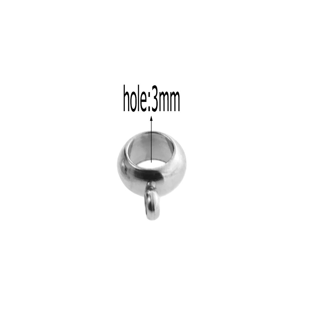 20PCS Stainless Steel Bails Beads Roundelle Barrel Large Hole Hanger Links Connectors with Charm Loop for Snake Chain European Bracelet Pendant, 2~5mm Hole