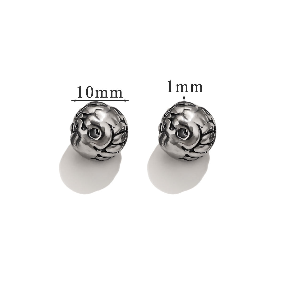 Vintage Blackened Stainless Steel Beads - Six-Word Mantra & Swastika Pattern for DIY Bracelet, Titanium Steel Stringing Beads