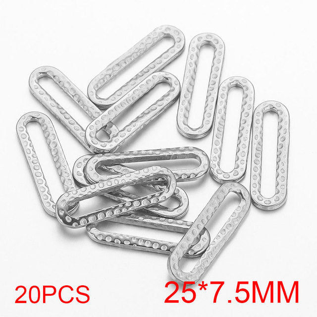 20PCS Stainless Steel Oval & Rectangular Frame Earring Connectors - DIY Jewelry Making Supplies & Components