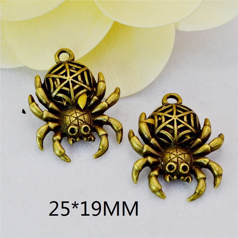 Vintage 3D Hollow Crab Charm - Retro Sea Animal Jewelry Finding for Handmade Crafts