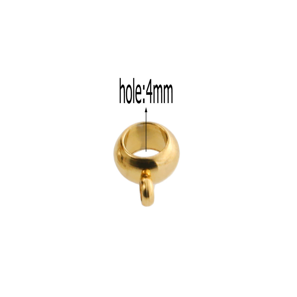 20PCS Stainless Steel Bails Beads Roundelle Barrel Large Hole Hanger Links Connectors with Charm Loop for Snake Chain European Bracelet Pendant, 2~5mm Hole