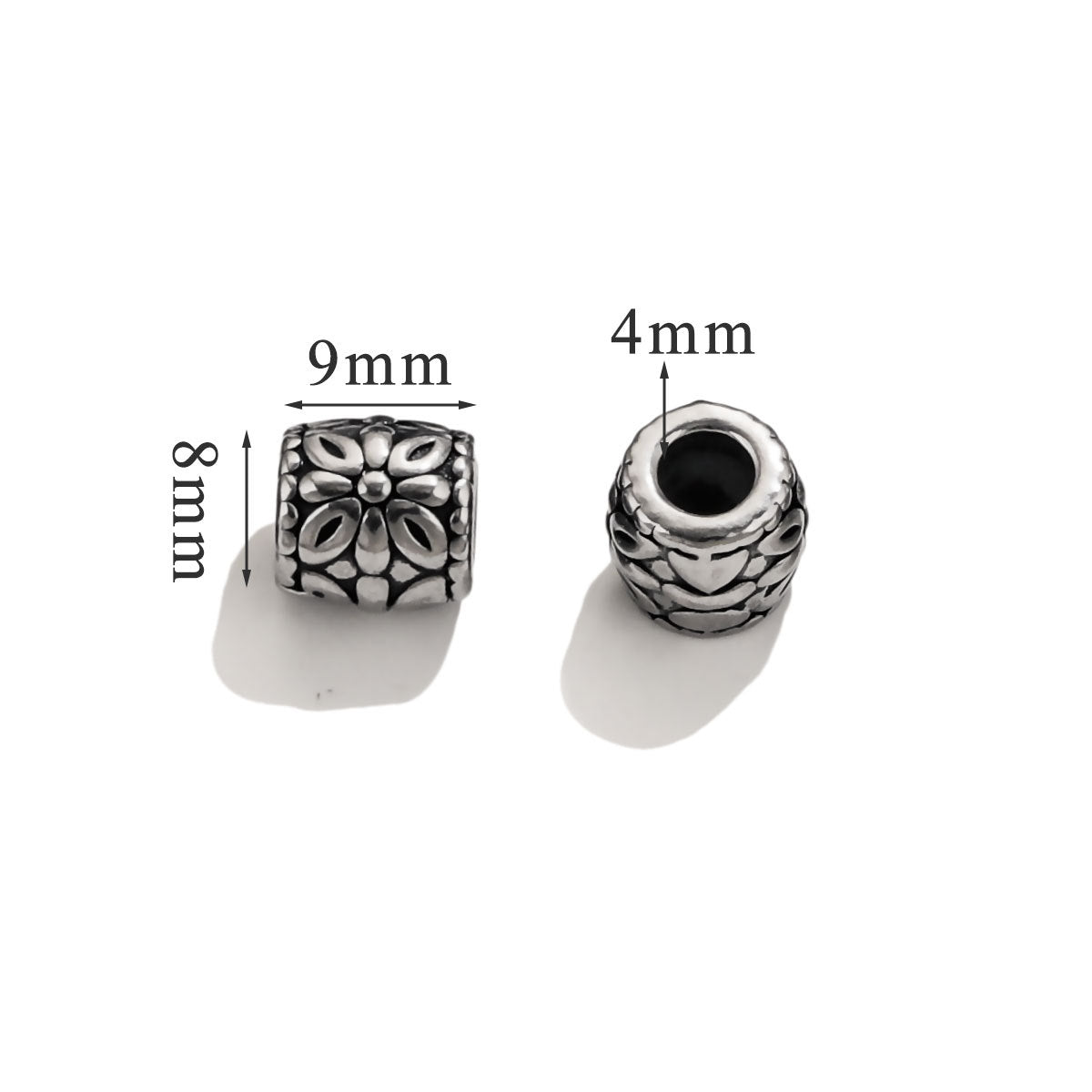 Vintage Blackened Stainless Steel Beads - Six-Word Mantra & Swastika Pattern for DIY Bracelet, Titanium Steel Stringing Beads