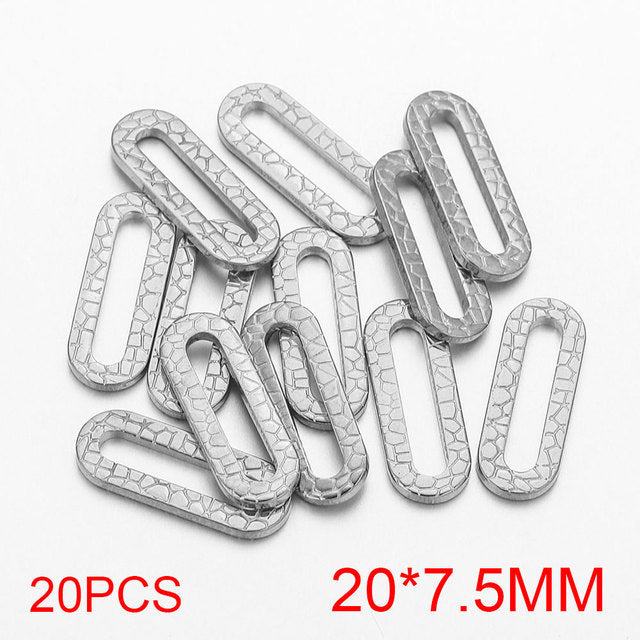 20PCS Stainless Steel Oval & Rectangular Frame Earring Connectors - DIY Jewelry Making Supplies & Components