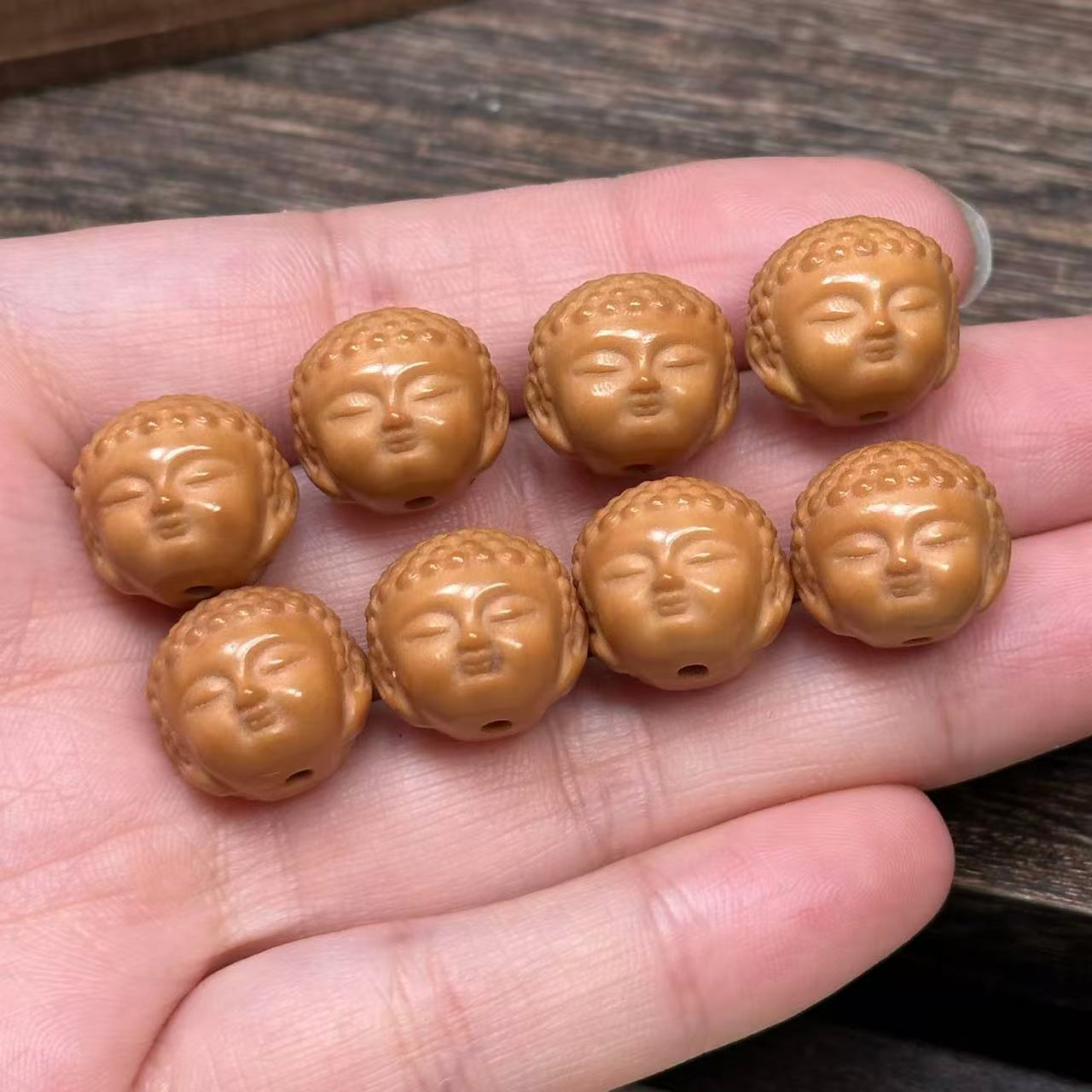 13x14mm Monkey Head Walnut Carved Baby Buddha Beads | Loose Beads for Jewelry Making, Bracelet Necklace Craft Supplies