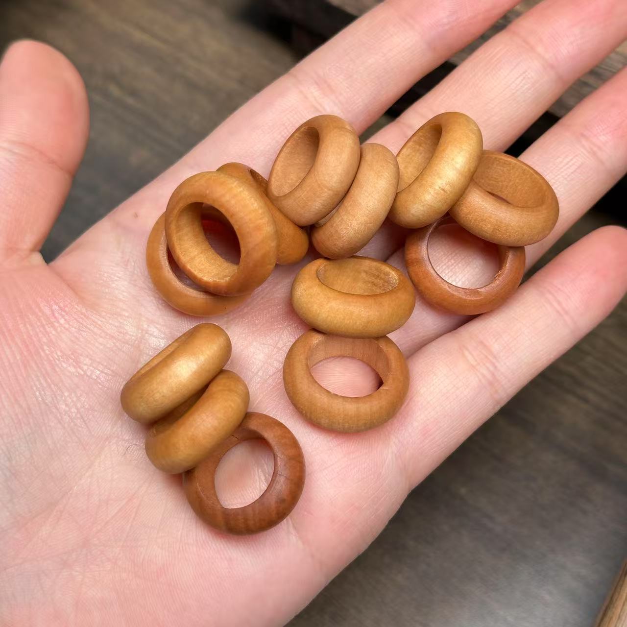 2PCS Hand-Carved Sandalwood Spinner Ring / Stopper Ring | DIY Bead Accessory for Buddhist Prayer Beads & Wenwan Jewelry