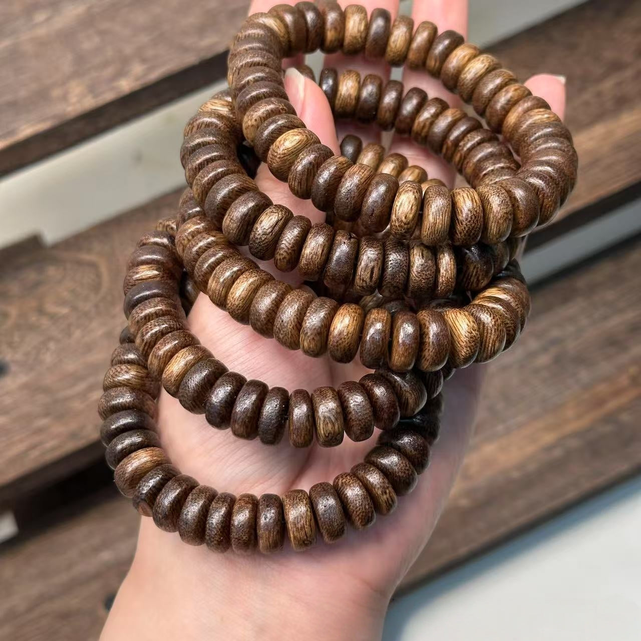 Natural Kalimantan Agarwood Beads - 5*12mm Abacus Shape Bracelet, Authentic Chen Xiang Handmade Jewelry