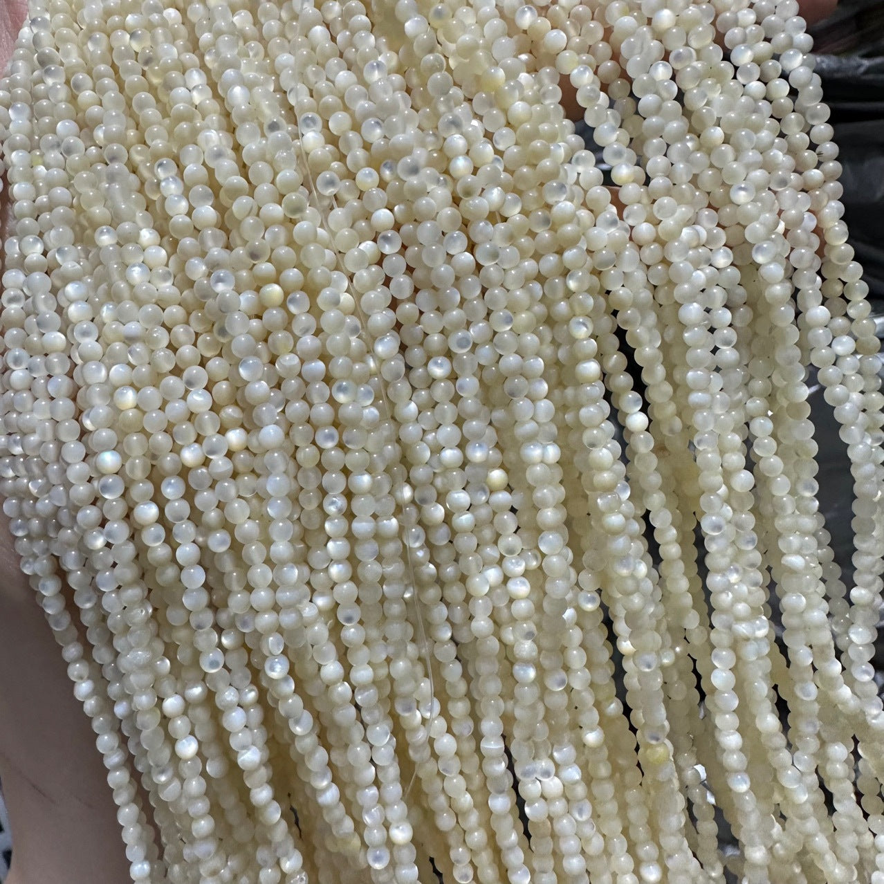 3mm Natural Mother of Pearl Shell Loose Beads - Tiny Shell Beads for DIY Jewelry Making, Craft Projects