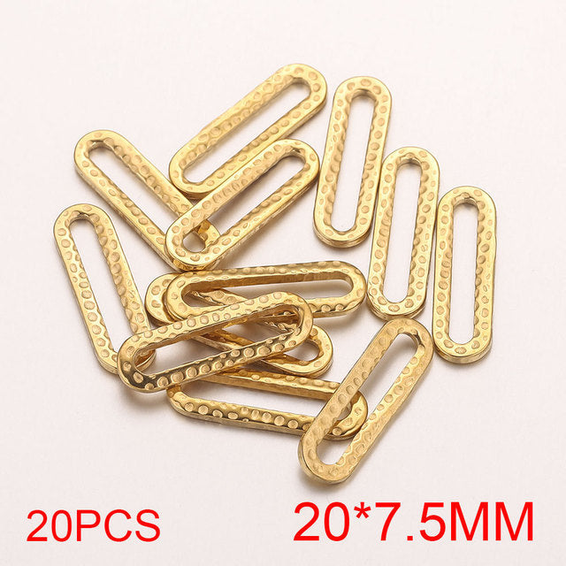20PCS Stainless Steel Oval & Rectangular Frame Earring Connectors - DIY Jewelry Making Supplies & Components