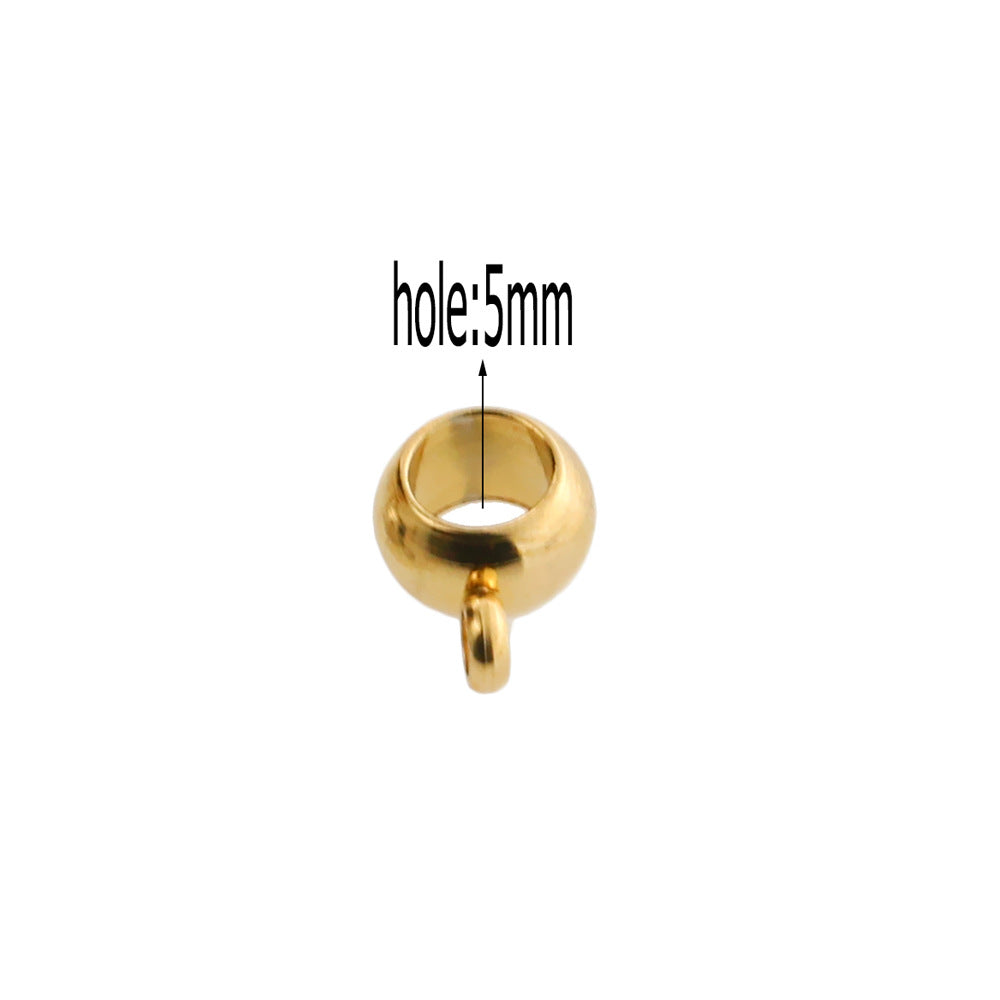 20PCS Stainless Steel Bails Beads Roundelle Barrel Large Hole Hanger Links Connectors with Charm Loop for Snake Chain European Bracelet Pendant, 2~5mm Hole