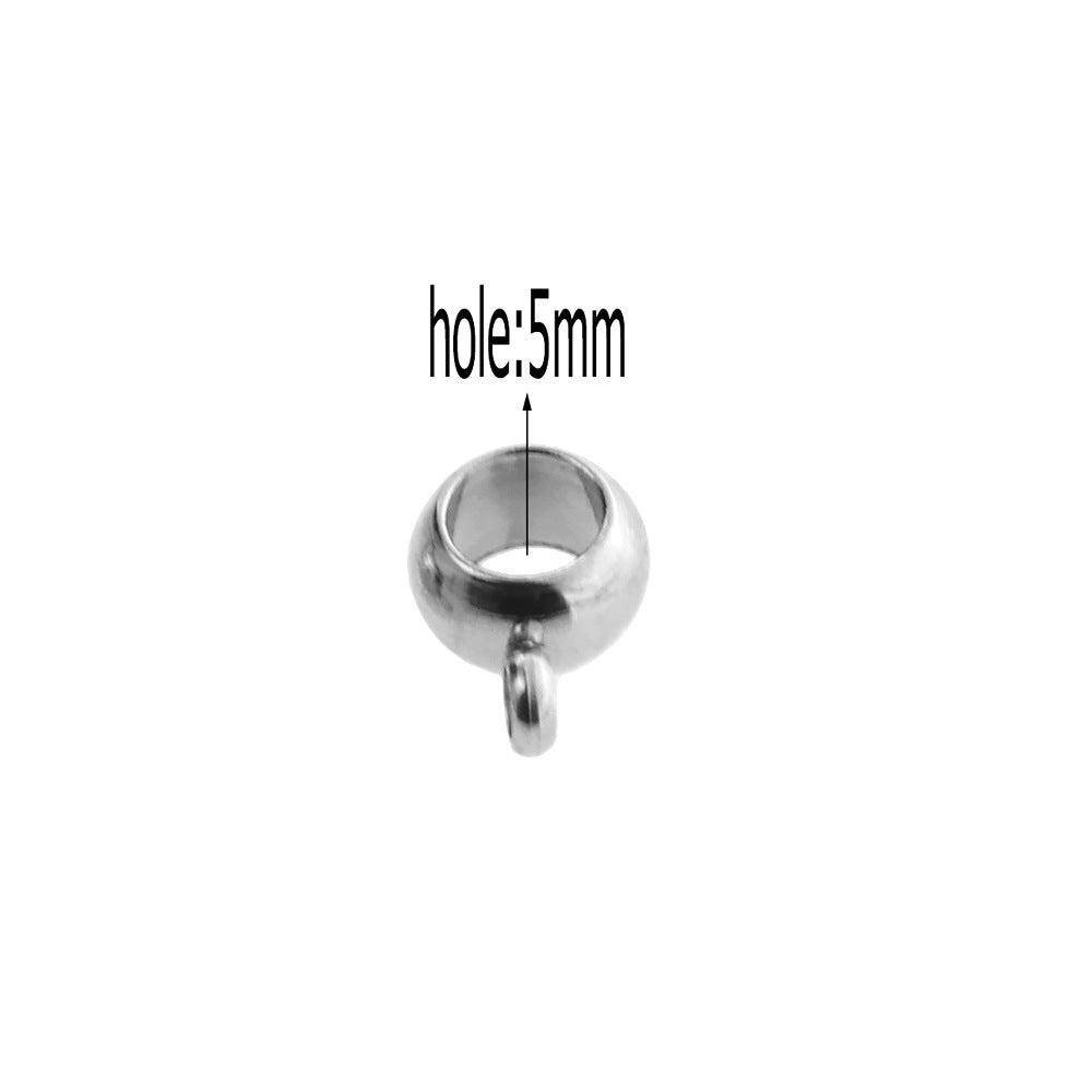 20PCS Stainless Steel Bails Beads Roundelle Barrel Large Hole Hanger Links Connectors with Charm Loop for Snake Chain European Bracelet Pendant, 2~5mm Hole