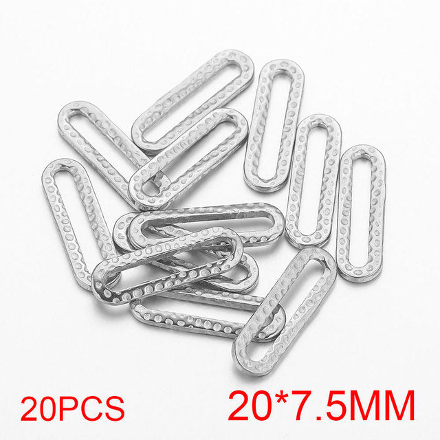 20PCS Stainless Steel Oval & Rectangular Frame Earring Connectors - DIY Jewelry Making Supplies & Components