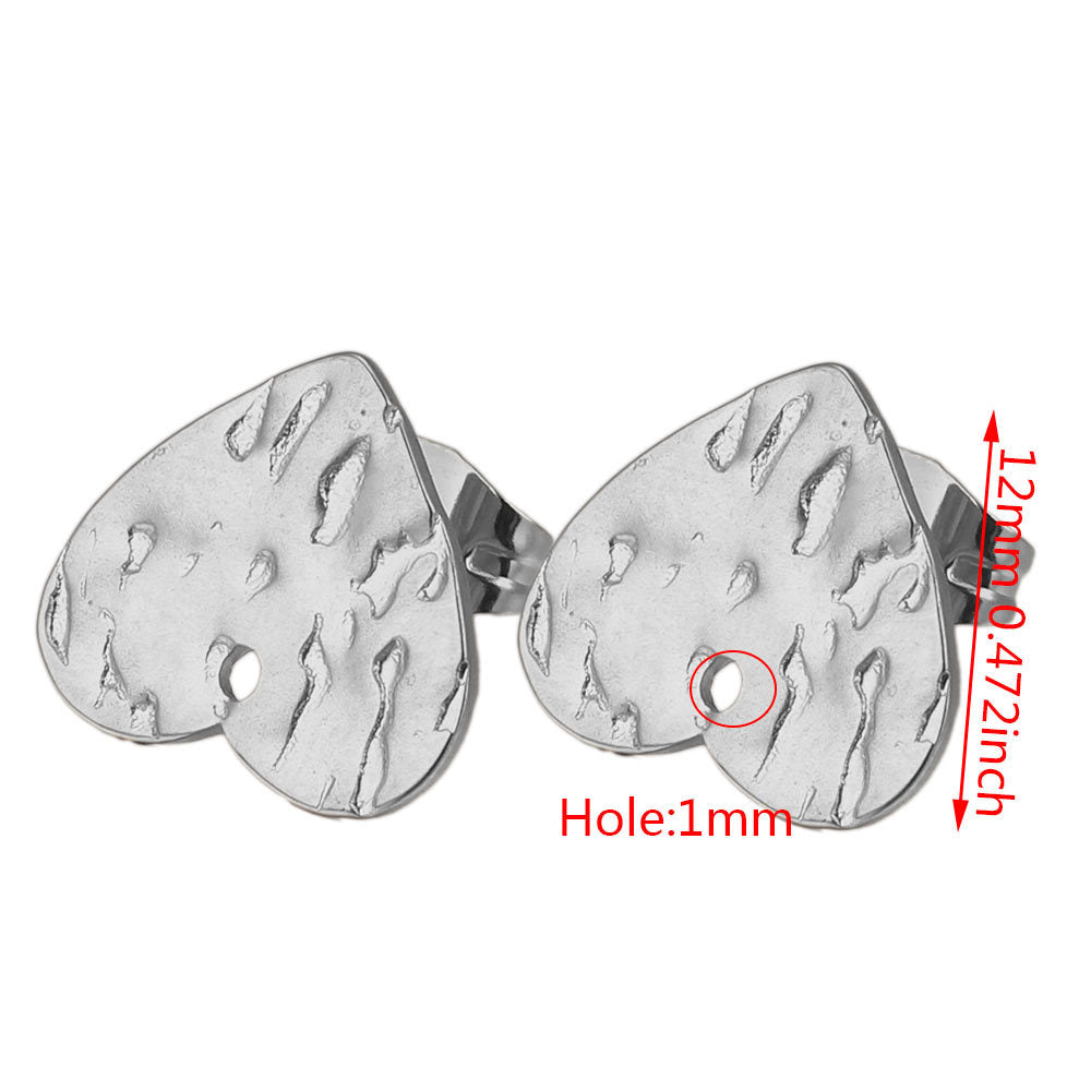 5Pairs Stainless Steel DIY Earring Components - Geometric Textured Blanks & Posts with Holes, Titanium Steel for Earrings