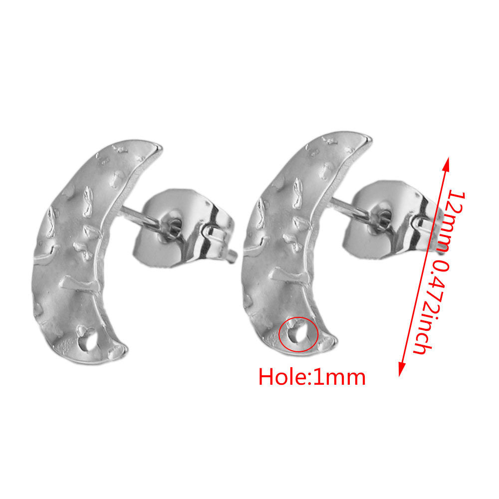 5Pairs Stainless Steel DIY Earring Components - Geometric Textured Blanks & Posts with Holes, Titanium Steel for Earrings