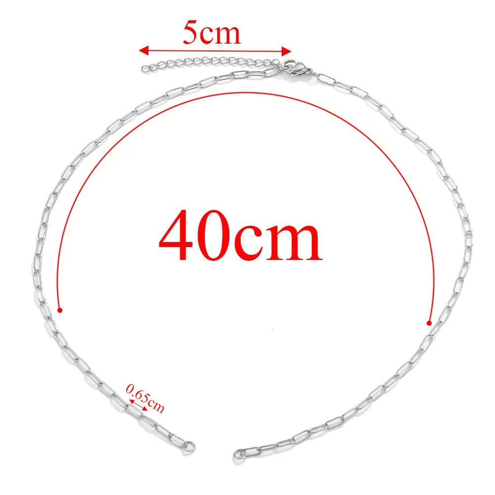 5PCS Real Gold Plated Semi - finished Base Chain for DIY Bracelets - Stainless Steel Long Cross, Adjustable Titanium Steel Accessories