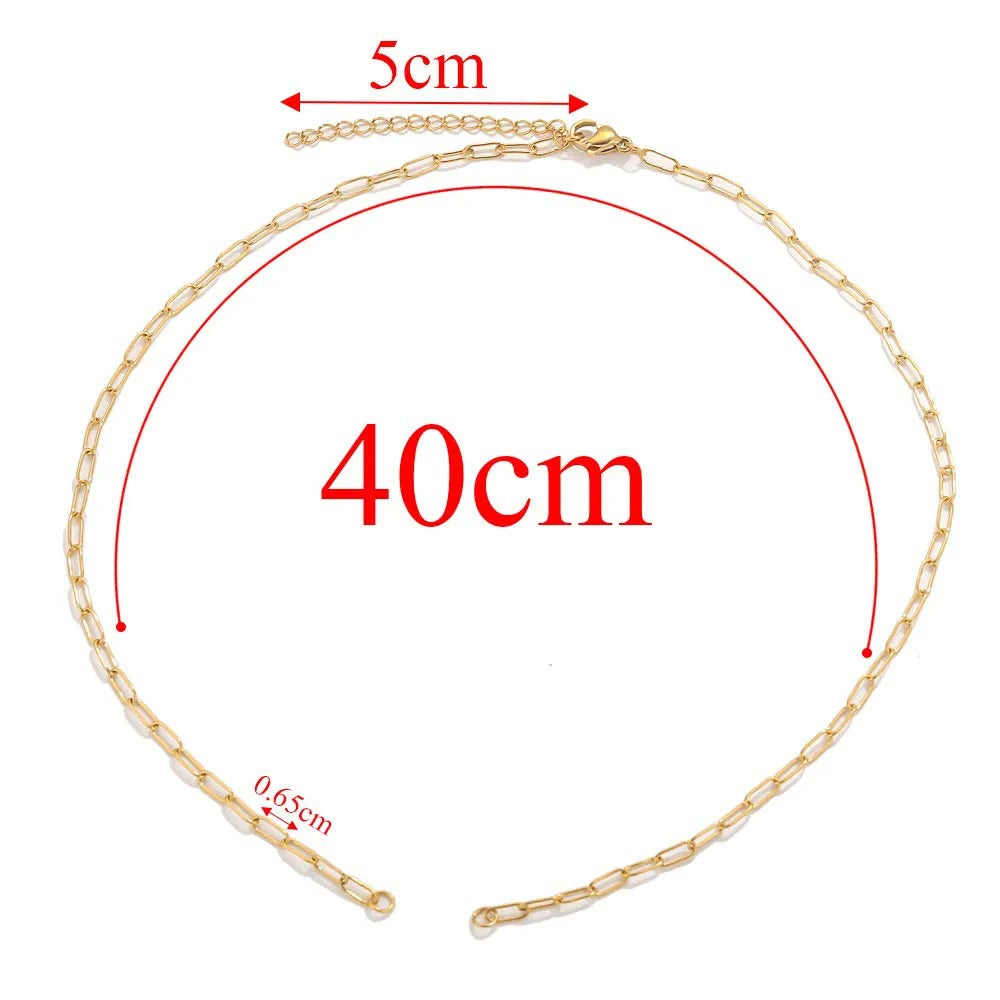 5PCS Real Gold Plated Semi - finished Base Chain for DIY Bracelets - Stainless Steel Long Cross, Adjustable Titanium Steel Accessories