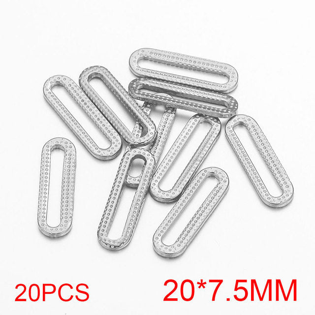 20PCS Stainless Steel Oval & Rectangular Frame Earring Connectors - DIY Jewelry Making Supplies & Components