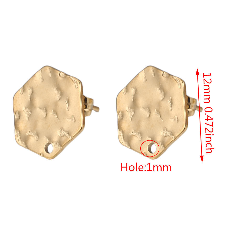 5Pairs Stainless Steel DIY Earring Components - Geometric Textured Blanks & Posts with Holes, Titanium Steel for Earrings