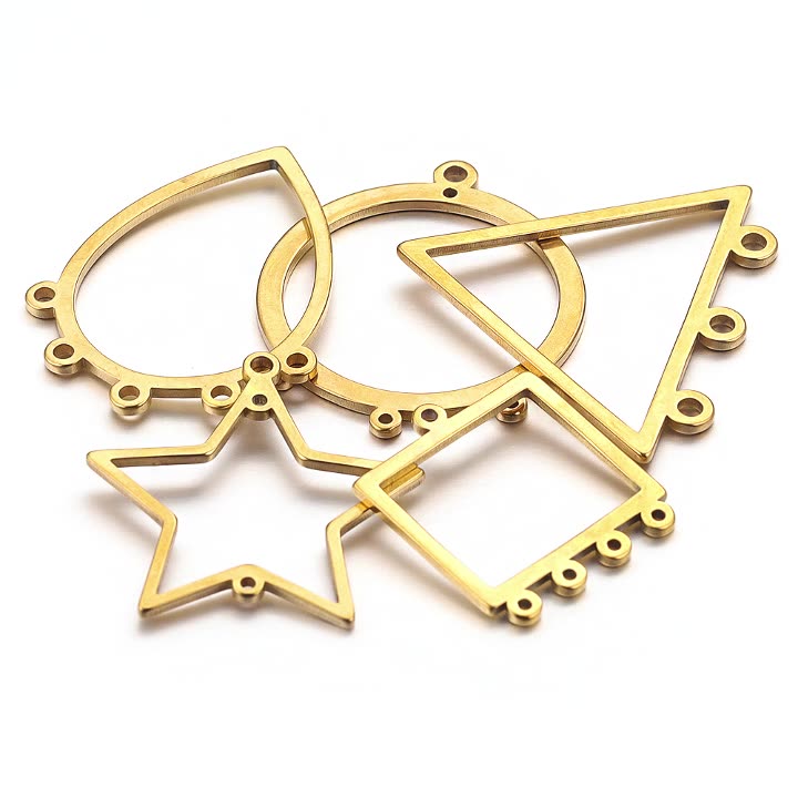 10PCS Stainless Steel Geometric Earring Connectors | Hollow-Out Design, Essential DIY Jewelry Supplies for Earring Making