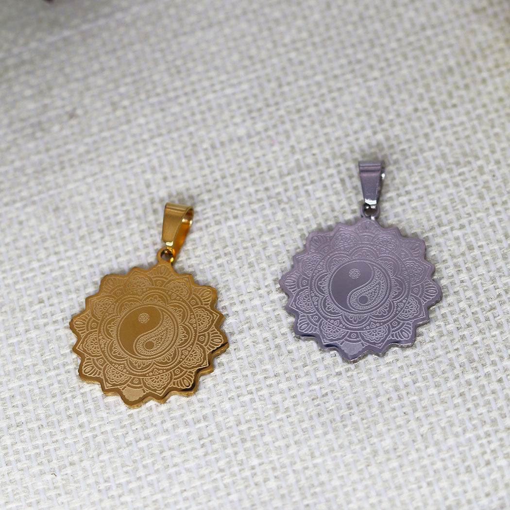 Stainless Steel Flower of Life & Yin Yang Pendant - Spiritual Jewelry for Daily Wear & Gifting
