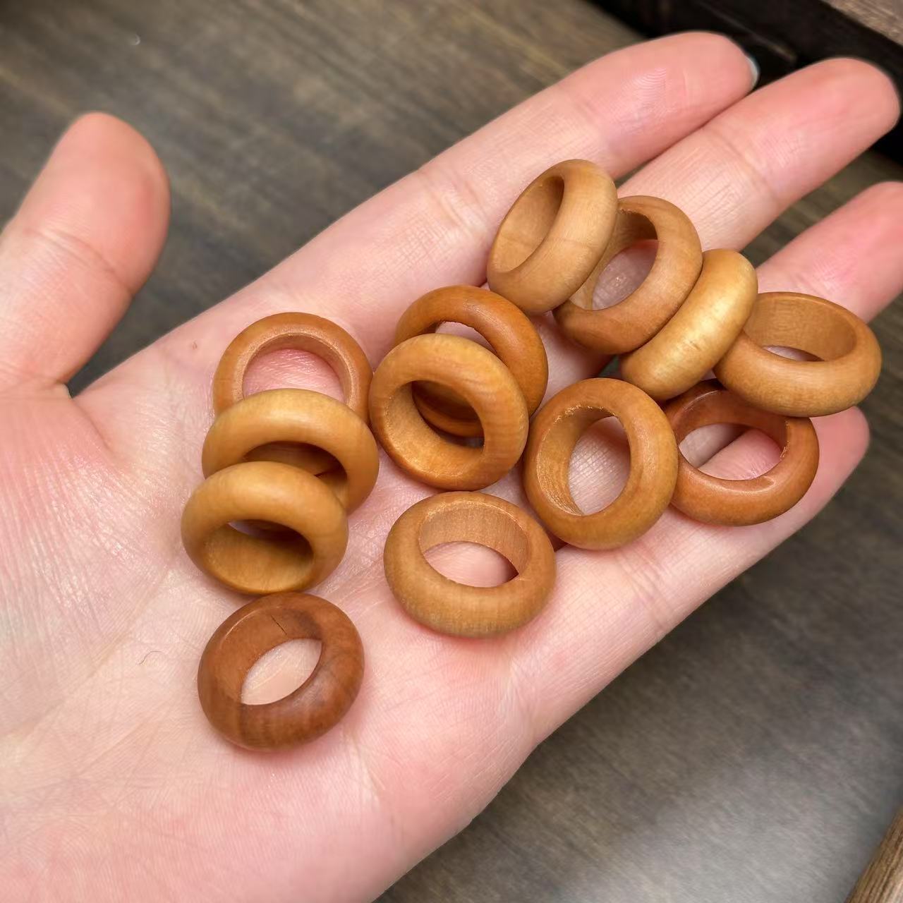 2PCS Hand-Carved Sandalwood Spinner Ring / Stopper Ring | DIY Bead Accessory for Buddhist Prayer Beads & Wenwan Jewelry