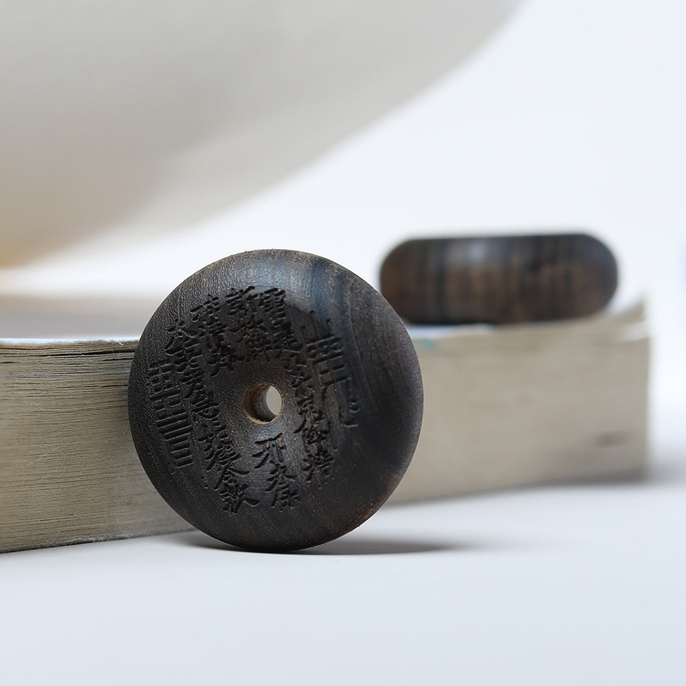 Agarwood Mountain Ghost Coin (Shan Gui Hua Qian) Peace Buckle Pendant - Protective Lucky Charm Jewelry
