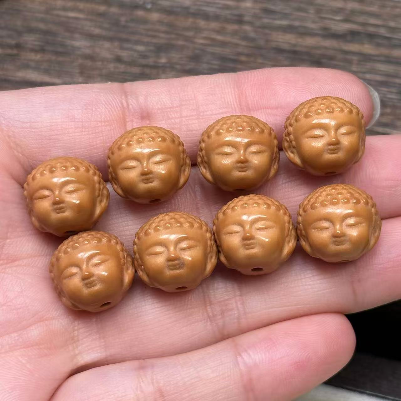13x14mm Monkey Head Walnut Carved Baby Buddha Beads | Loose Beads for Jewelry Making, Bracelet Necklace Craft Supplies