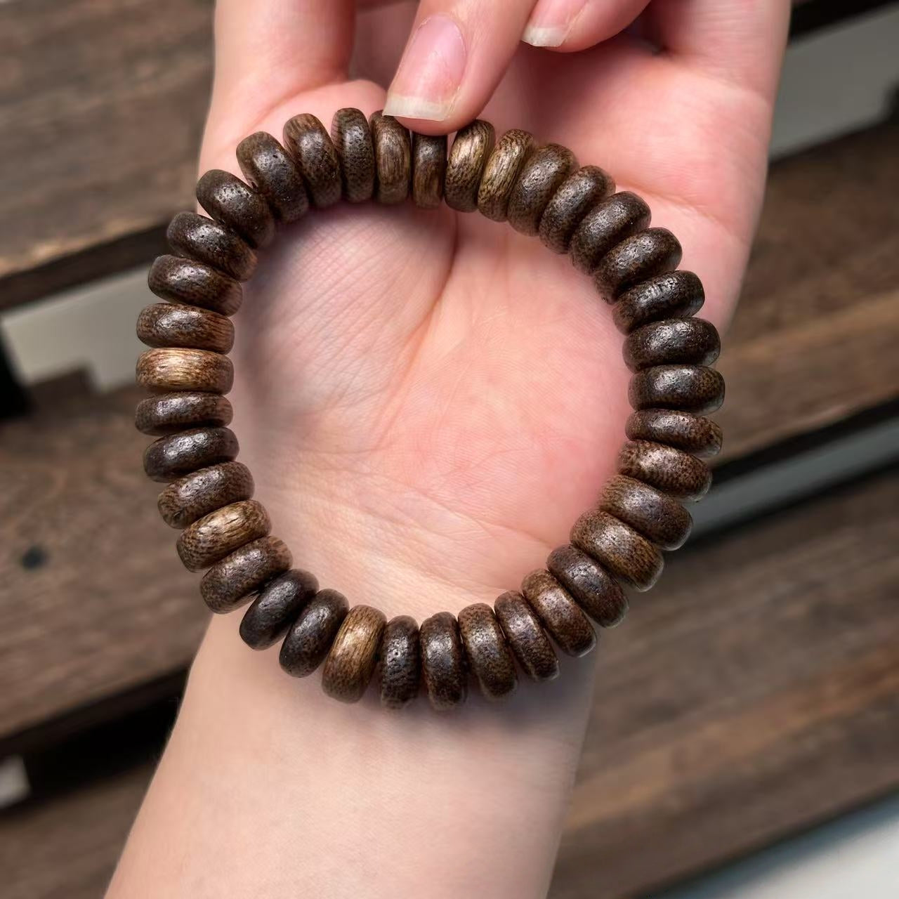 Natural Kalimantan Agarwood Beads - 5*12mm Abacus Shape Bracelet, Authentic Chen Xiang Handmade Jewelry