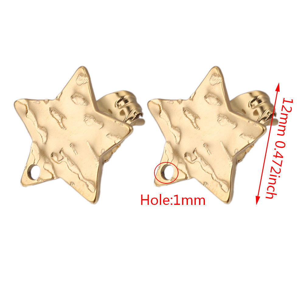 5Pairs Stainless Steel DIY Earring Components - Geometric Textured Blanks & Posts with Holes, Titanium Steel for Earrings