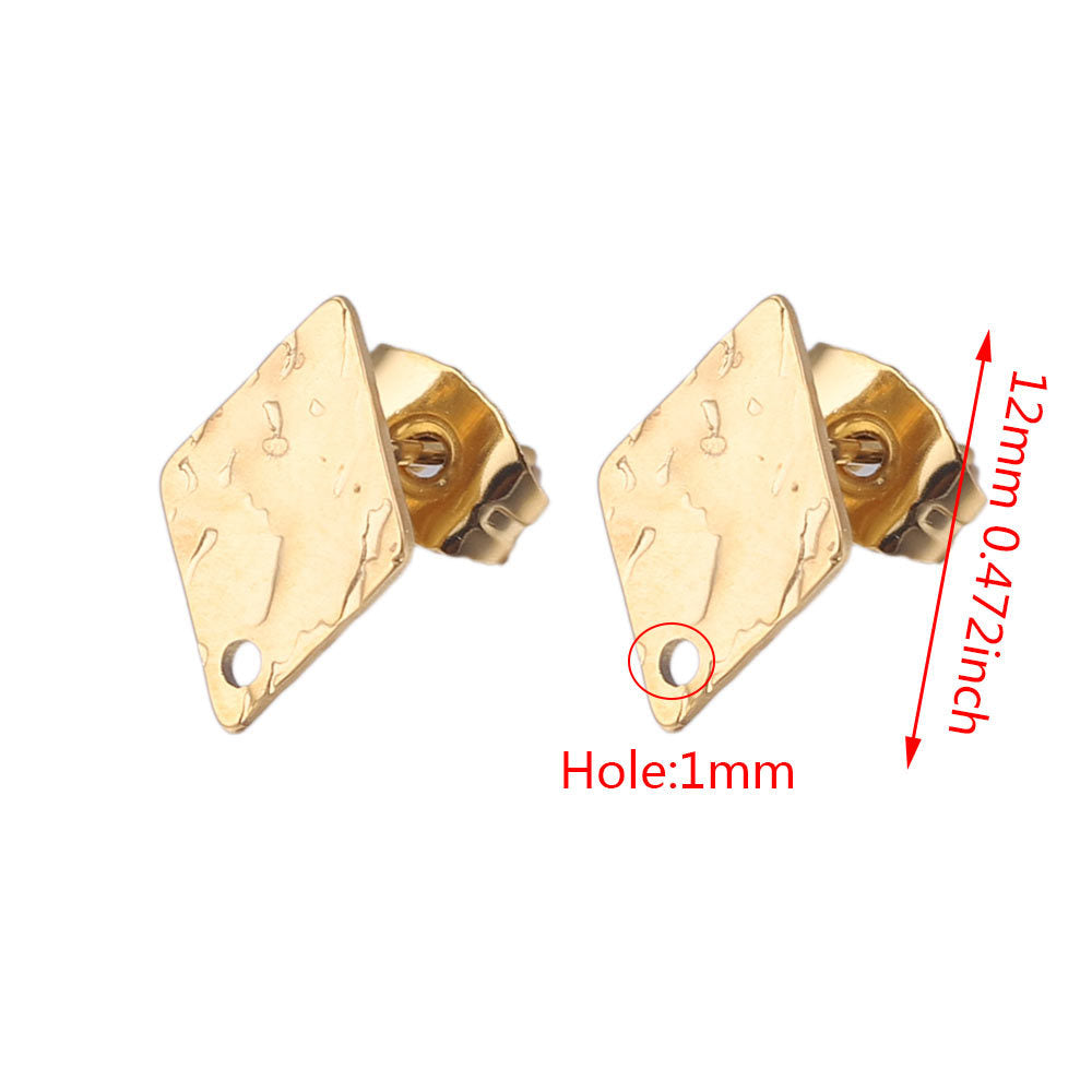 5Pairs Stainless Steel DIY Earring Components - Geometric Textured Blanks & Posts with Holes, Titanium Steel for Earrings