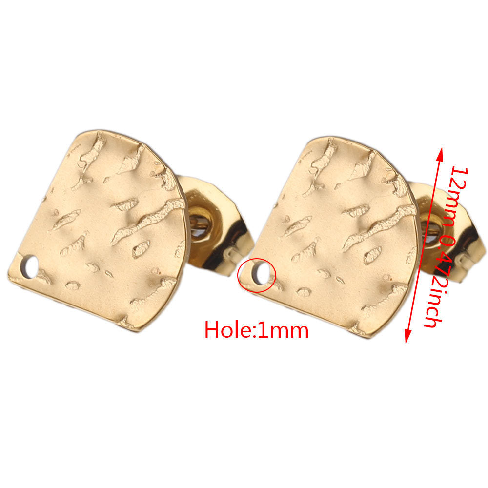 5Pairs Stainless Steel DIY Earring Components - Geometric Textured Blanks & Posts with Holes, Titanium Steel for Earrings