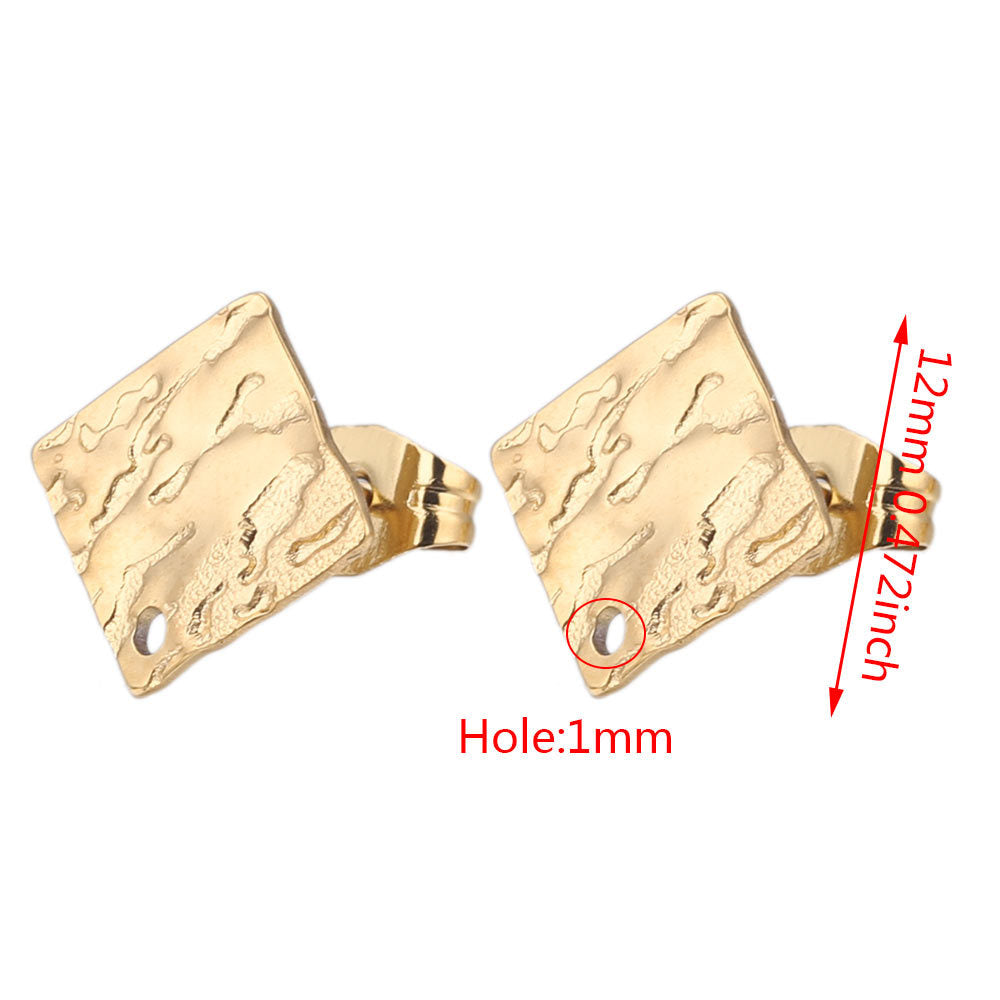 5Pairs Stainless Steel DIY Earring Components - Geometric Textured Blanks & Posts with Holes, Titanium Steel for Earrings