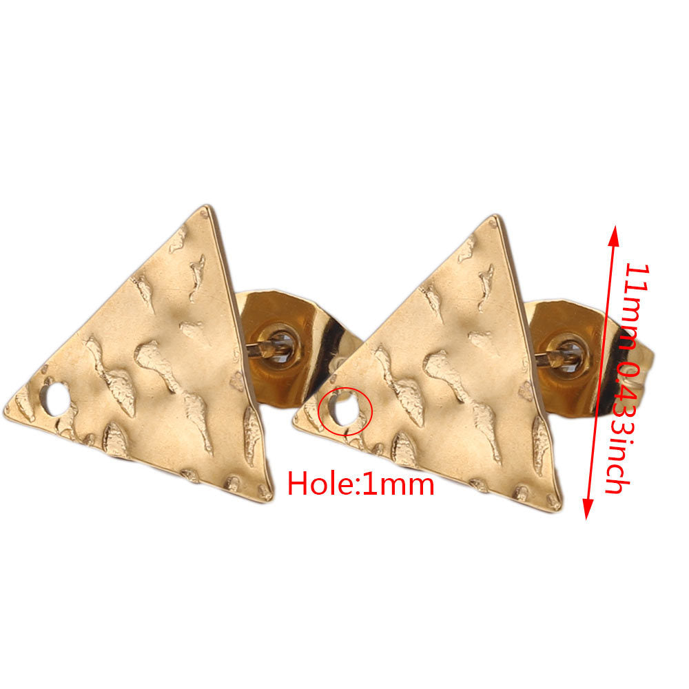 5Pairs Stainless Steel DIY Earring Components - Geometric Textured Blanks & Posts with Holes, Titanium Steel for Earrings